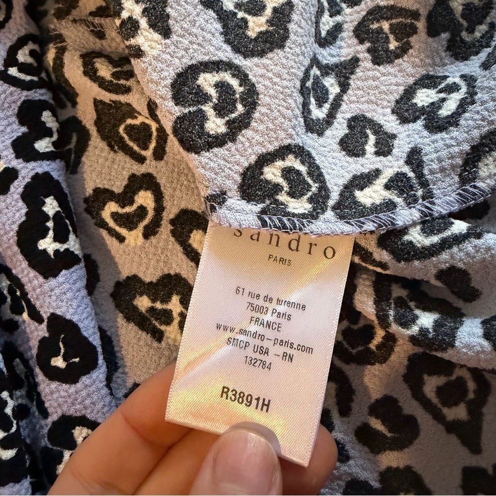 Sandro Lilac & Black Love Heart Leopard Print Dress - Picture 6 of 9